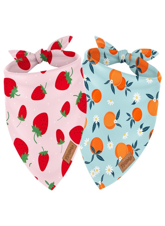 FYSUIMU 2Pcs Fruit Dog Bandana Strawberry Orange Triangle Pet Scarf Pink Blue Reversible Adjustable Pet Neckerchief Dog Bib for Medium Large Dog Cat Costume Accessories - Image 1